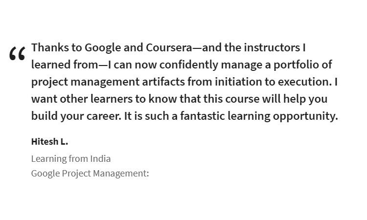 Google Project Management Review by Course Graduate