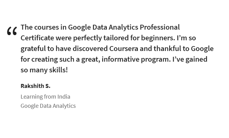 Google UX Design Course Reviewer - Testimonial